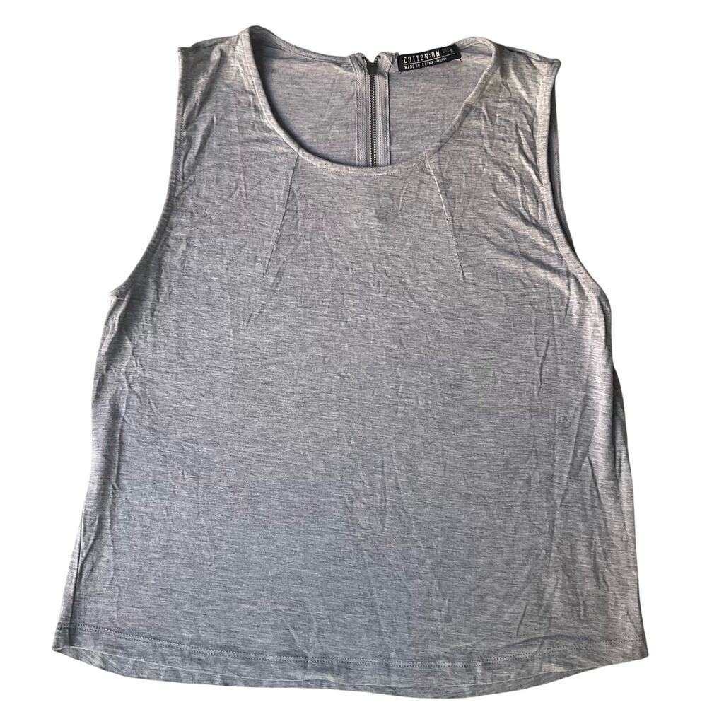 Cotton On Women’s Sleeveless Stretchy Blouse size M, Solid Gray, Back Zipper